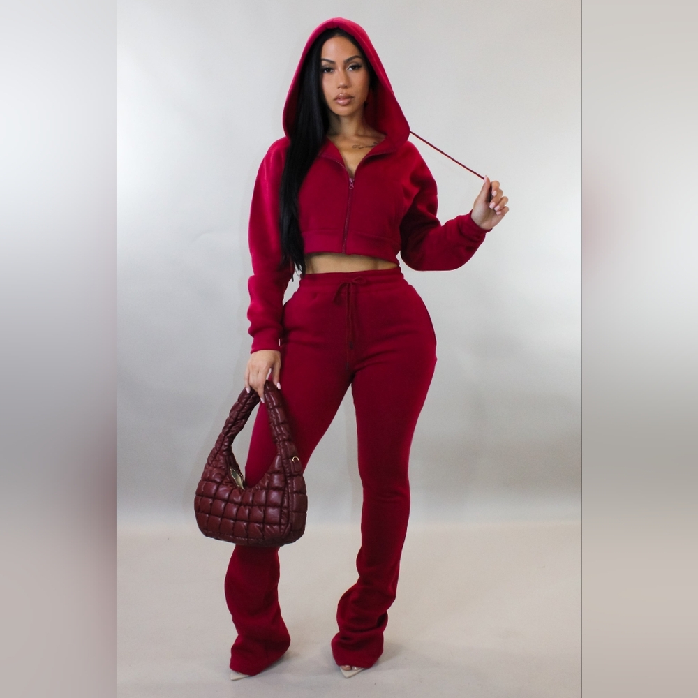 Womenโs Burgundy Drawstring Track Pants - High-Rise Joggers NWOT